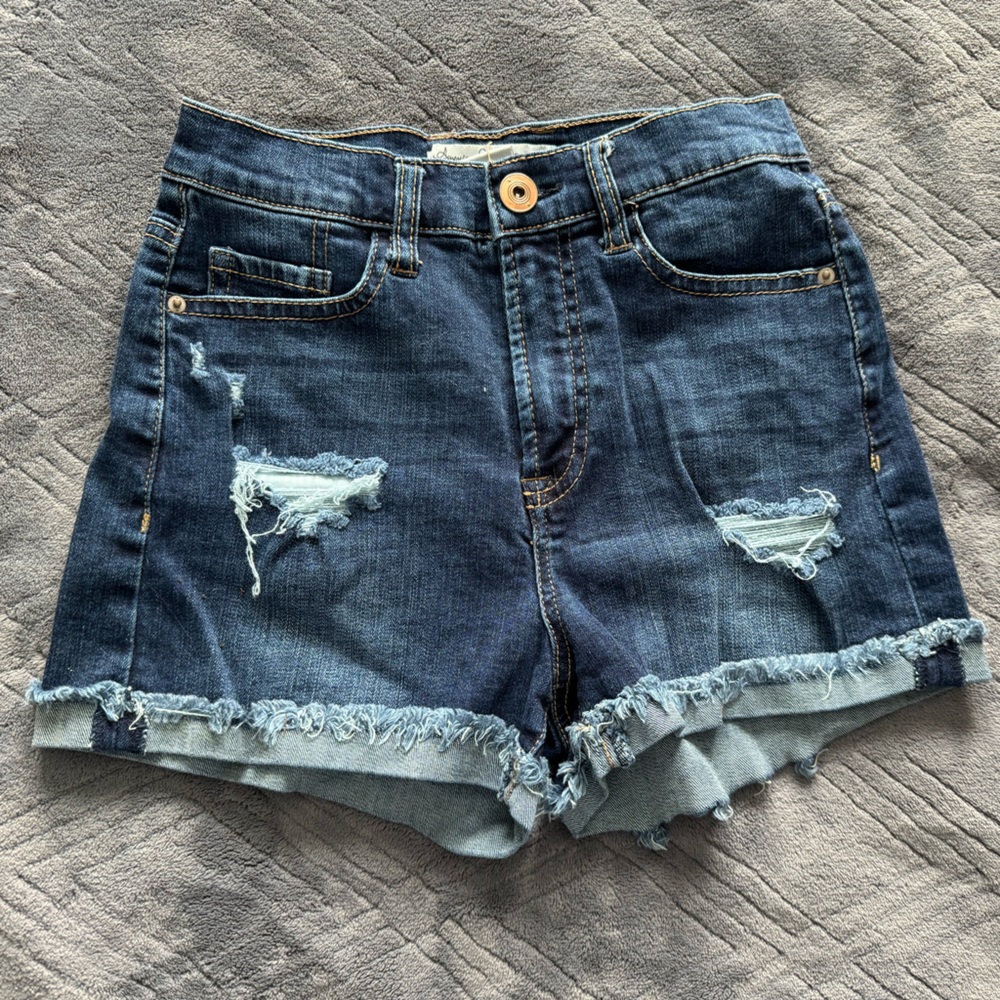 Slightly distressed high waisted American Rag Jean shorts